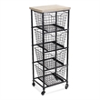 Pemberly Row Contemporary 4 Drawer Wire and Wood Storage Cart