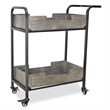 Pemberly Row Contemporary Metal Tray Bar Cart with Locking Wheels