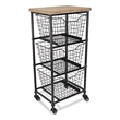 Pemberly Row Contemporary 3 Drawer Wire and Wood Storage Cart