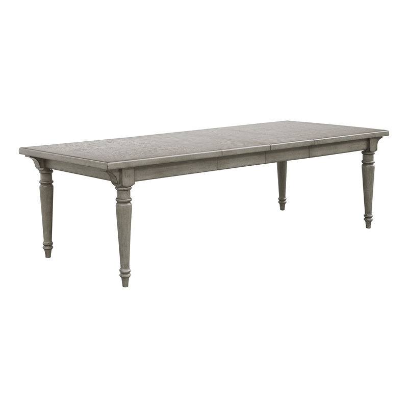 Pemberly Row Modern Farmhouse Leg Dining Table in Buff Grey Finish