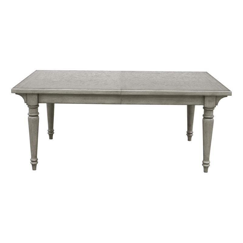Pemberly Row Modern Farmhouse Leg Dining Table in Buff Grey Finish