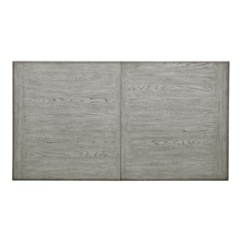 Pemberly Row Modern Farmhouse Leg Dining Table in Buff Grey Finish