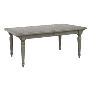 Pemberly Row Modern Farmhouse Leg Dining Table in Buff Grey Finish