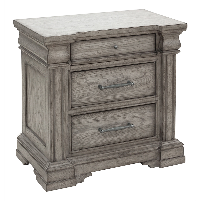 Pemberly Row Contemporary 3 Drawer Nightstand in Heritage Taupe
