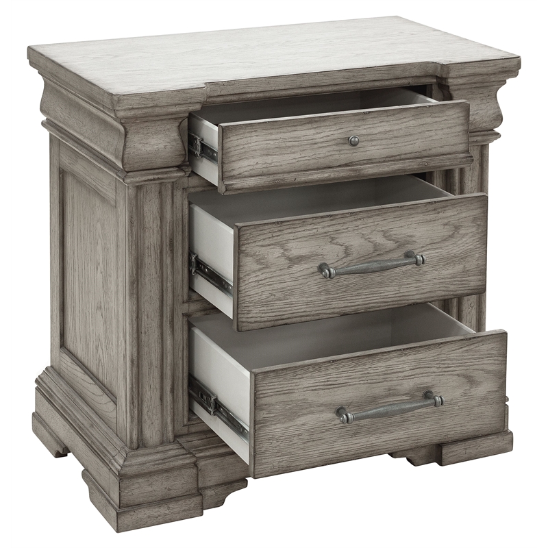 Pemberly Row Contemporary 3 Drawer Nightstand in Heritage Taupe