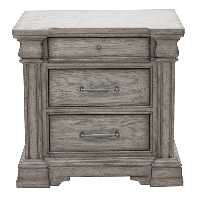 Pemberly Row Contemporary 3 Drawer Nightstand in Heritage Taupe