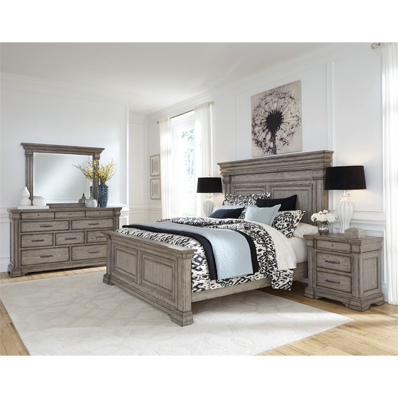 Pemberly Row Contemporary 3 Drawer Nightstand in Heritage Taupe