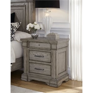 Pemberly Row Contemporary 3 Drawer Nightstand in Heritage Taupe