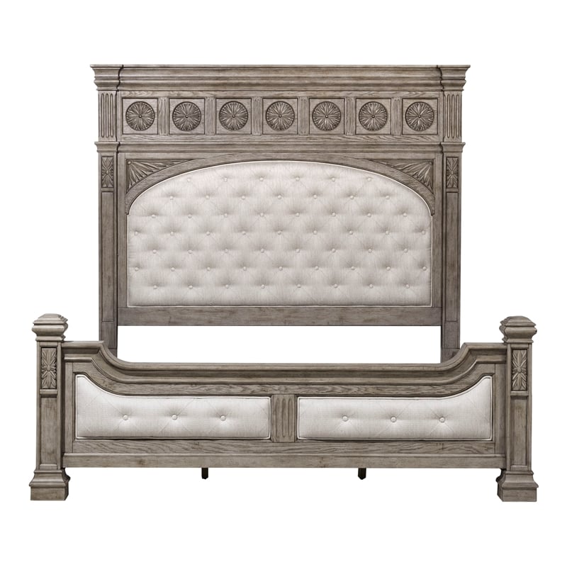 Pemberly Row Contemporary California King Panel Bed in French Gray