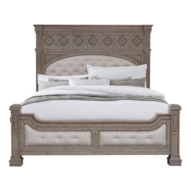 Pemberly Row Contemporary Button-tufted King Panel Bed in French Gray