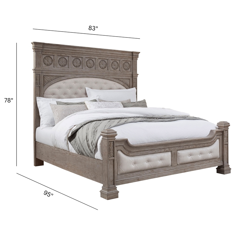 Pemberly Row Contemporary Button-tufted King Panel Bed in French Gray