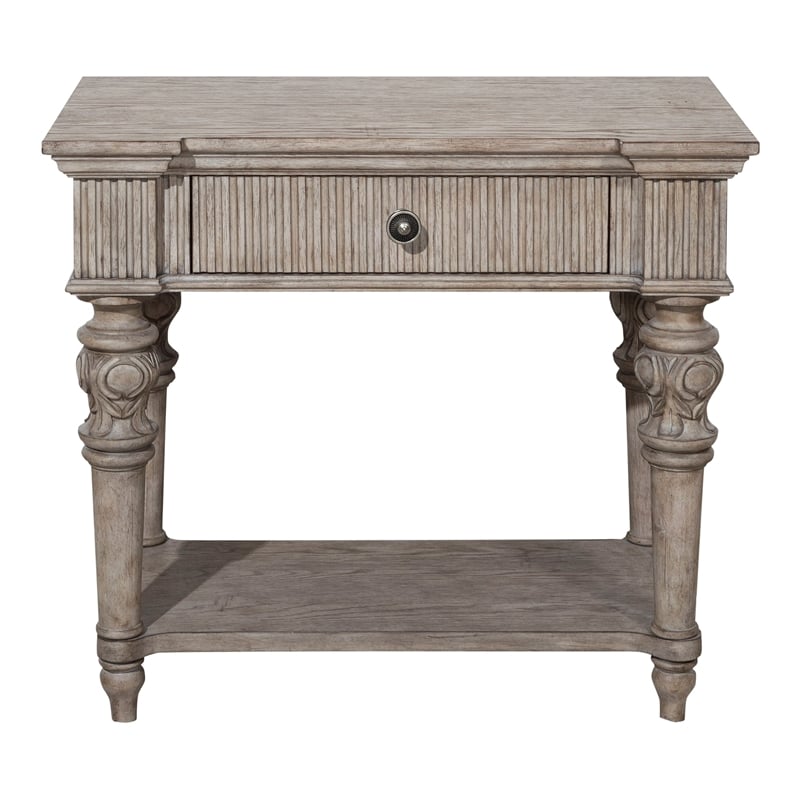 Pemberly Row Contemporary 1 Drawer Open Nightstand in French Gray