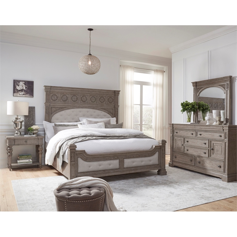 Pemberly Row Contemporary 1 Drawer Open Nightstand in French Gray