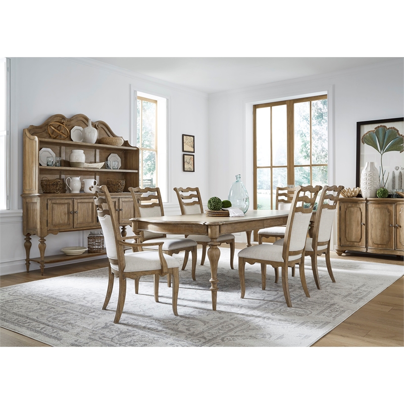 Pemberly Row Contemporary Leg Dining Table in Flax Seed Finish