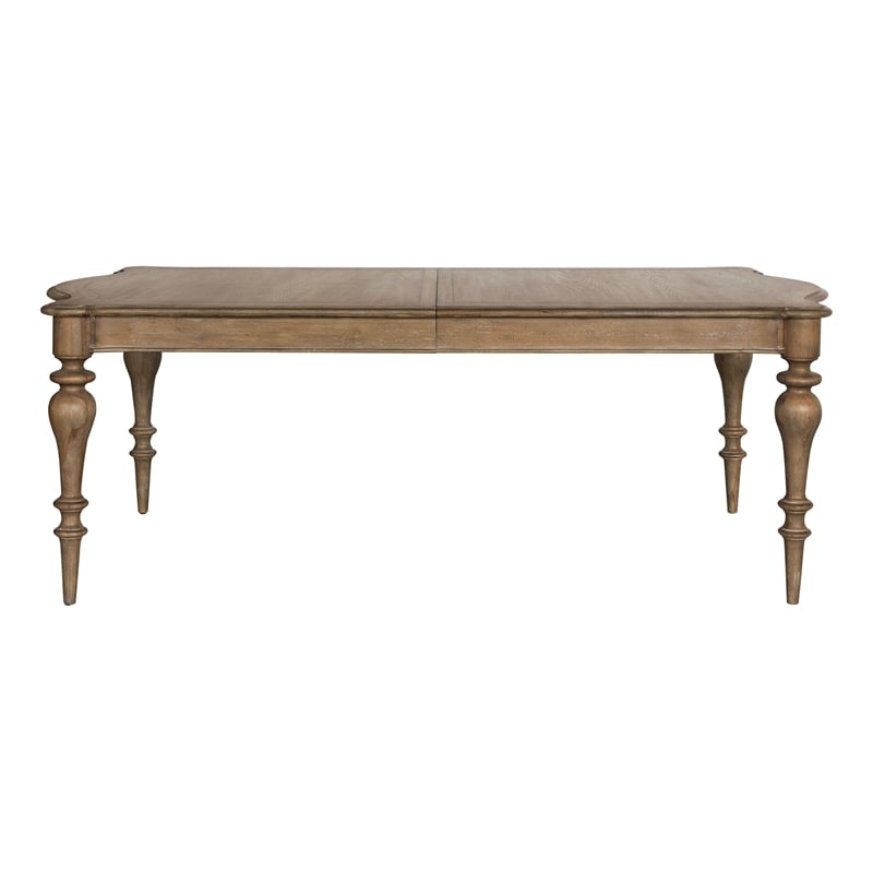 Pemberly Row Contemporary Leg Dining Table in Flax Seed Finish