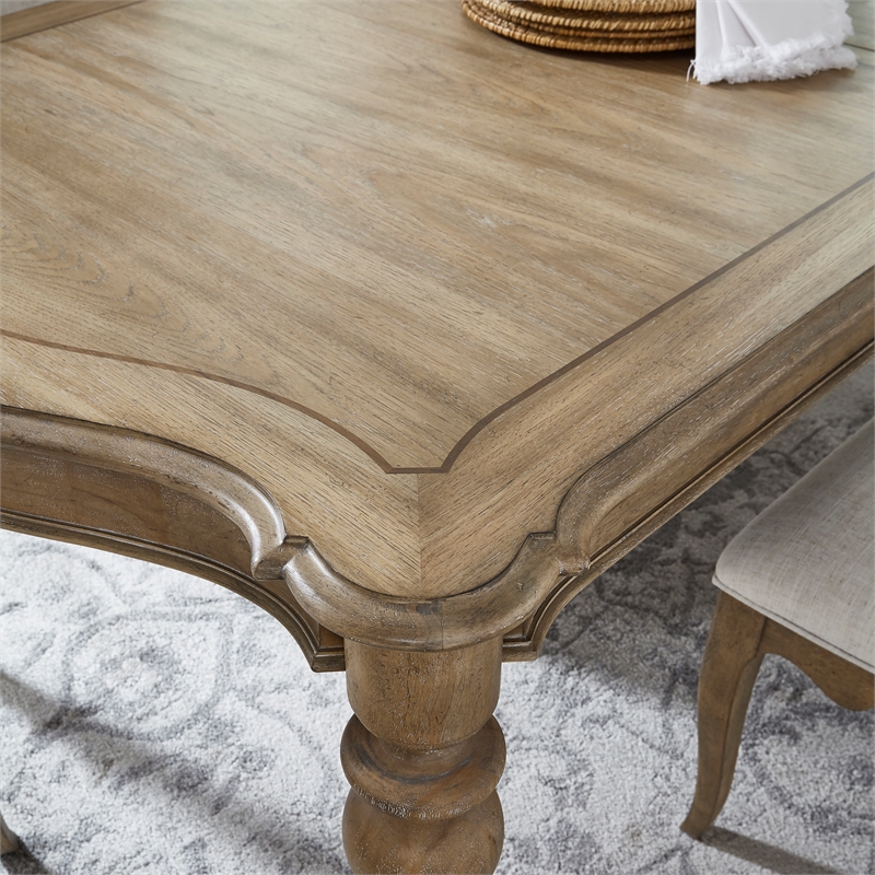 Pemberly Row Contemporary Leg Dining Table in Flax Seed Finish