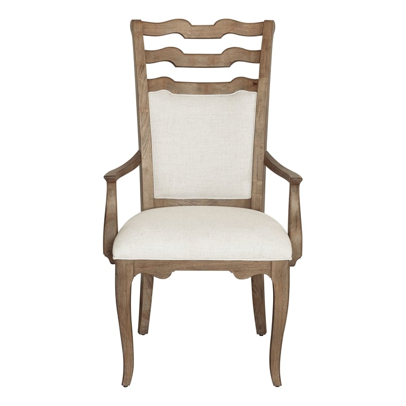 Pemberly Row Contemporary Upholstered Arm Chair in Flax Seed (Two Pack)