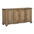 Pemberly Row Contemporary Solid Hardwood 4-Door Buffet in Flax Seed Finish
