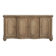 Pemberly Row Contemporary Solid Hardwood 4-Door Buffet in Flax Seed Finish