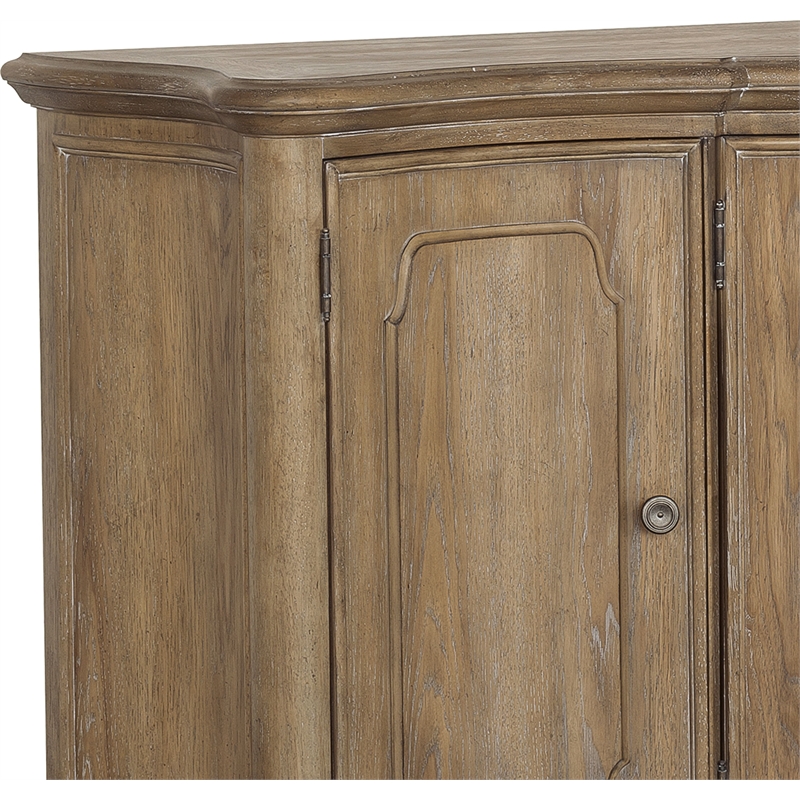 Pemberly Row Contemporary Solid Hardwood 4-Door Buffet in Flax Seed Finish