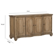 Pemberly Row Contemporary Solid Hardwood 4-Door Buffet in Flax Seed Finish