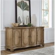 Pemberly Row Contemporary Solid Hardwood 4-Door Buffet in Flax Seed Finish
