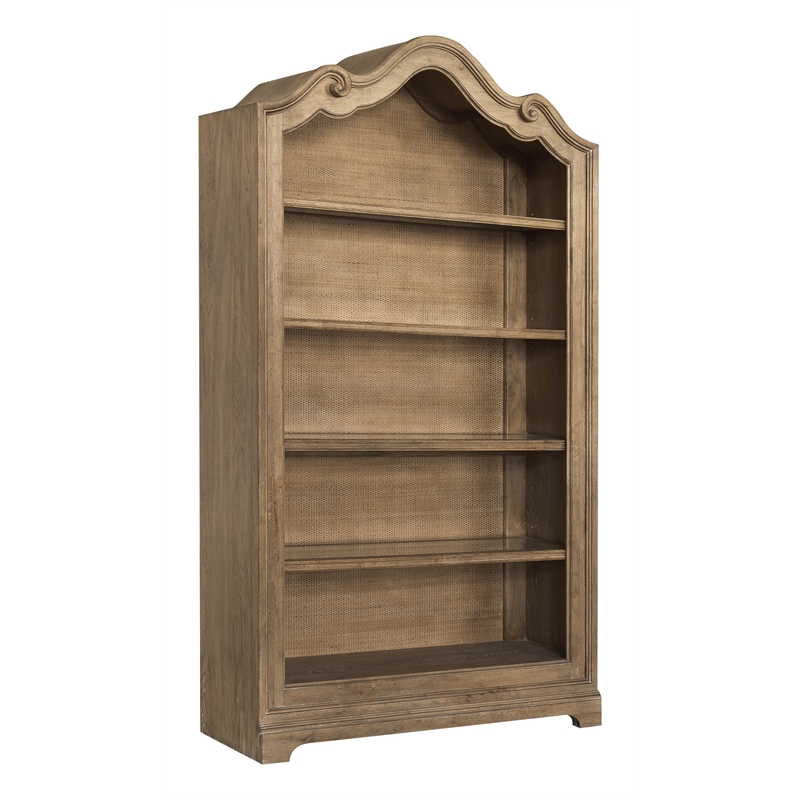 Pemberly Row Contemporary Solid Hardwood Bookcase in Flax Seed