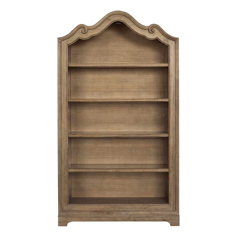 Pemberly Row Contemporary Solid Hardwood Bookcase in Flax Seed