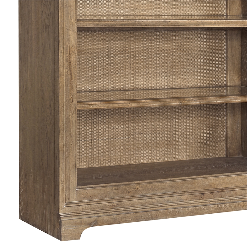 Pemberly Row Contemporary Solid Hardwood Bookcase in Flax Seed