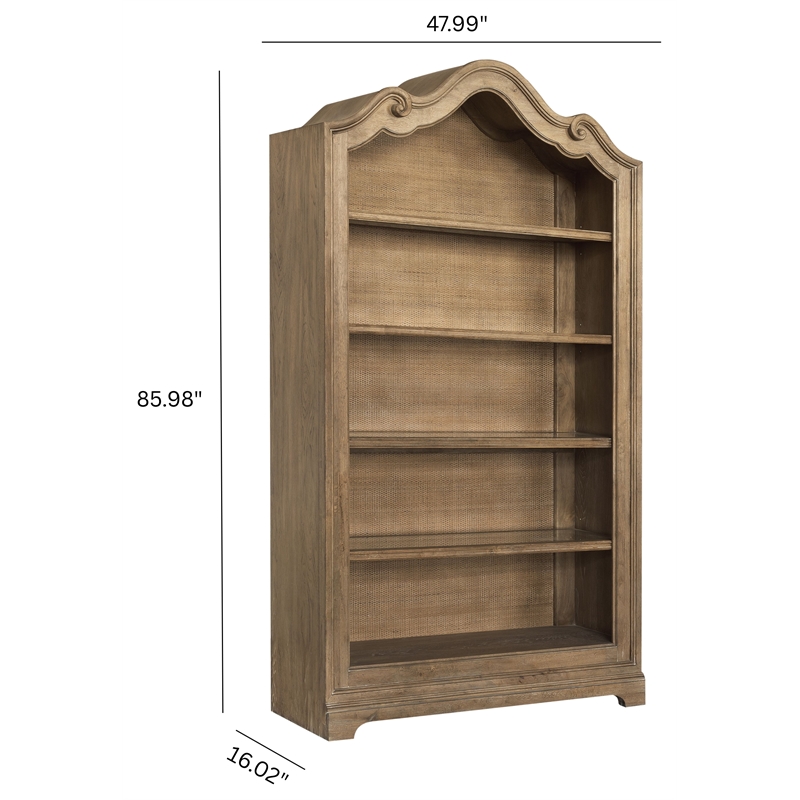 Pemberly Row Contemporary Solid Hardwood Bookcase in Flax Seed