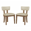 Pemberly Row Dining Chair with Taupe Faux Leather and Medium Oak Wood