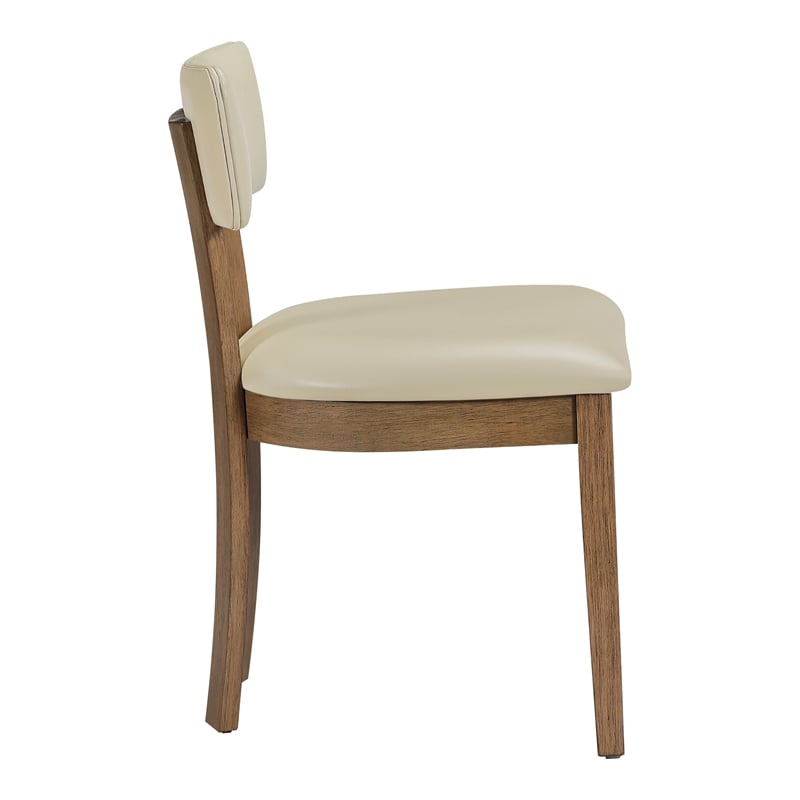 Pemberly Row Dining Chair with Taupe Faux Leather and Medium Oak Wood