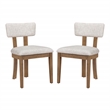 Pemberly Row Dining Chair with Linen White Fabric and Medium Oak Wood