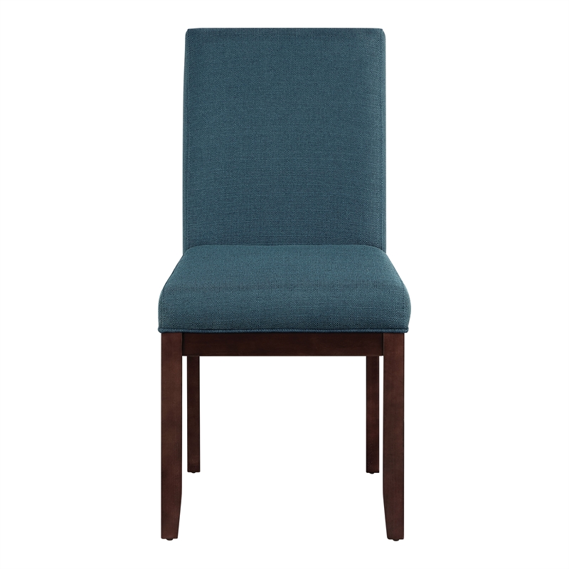 Pemberly Row Parsons Chair in Azure Fabric with Espresso Finished Legs
