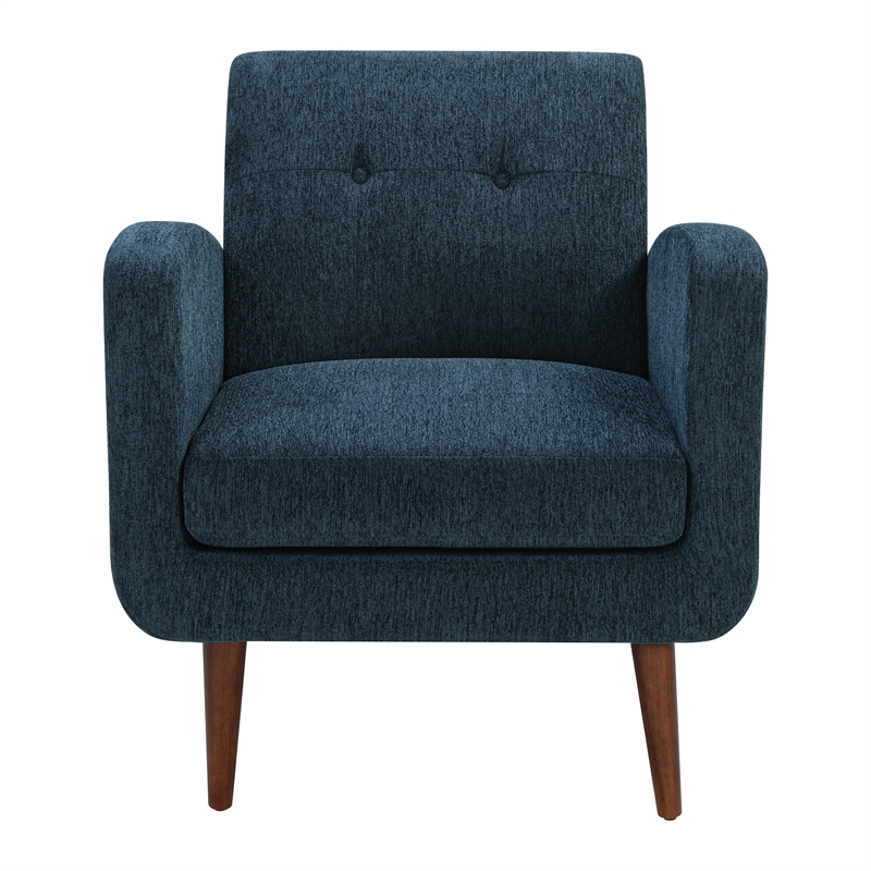 Pemberly Row Arm Chair in Navy Fabric with Medium Espresso Finished Legs