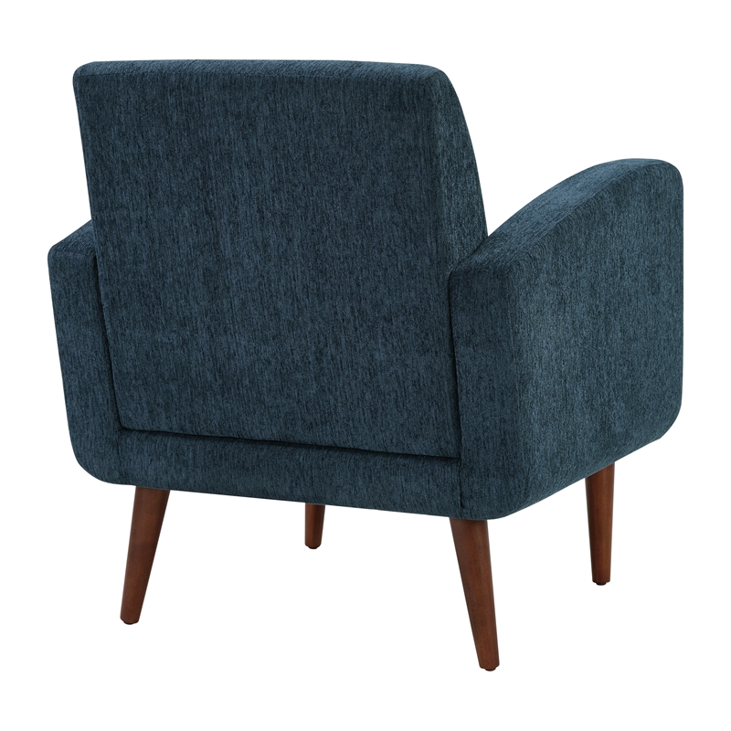 Pemberly Row Arm Chair in Navy Fabric with Medium Espresso Finished Legs