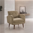 Pemberly Row Arm Chair in Taupe Fabric with Medium Espresso Finished Legs