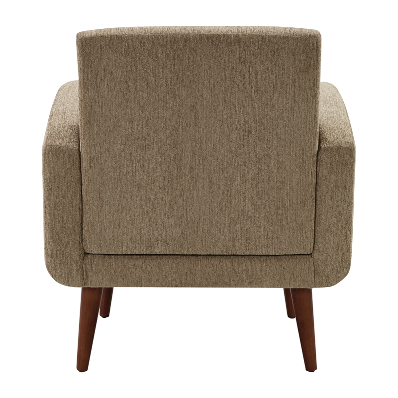 Pemberly Row Arm Chair in Taupe Fabric with Medium Espresso Finished Legs