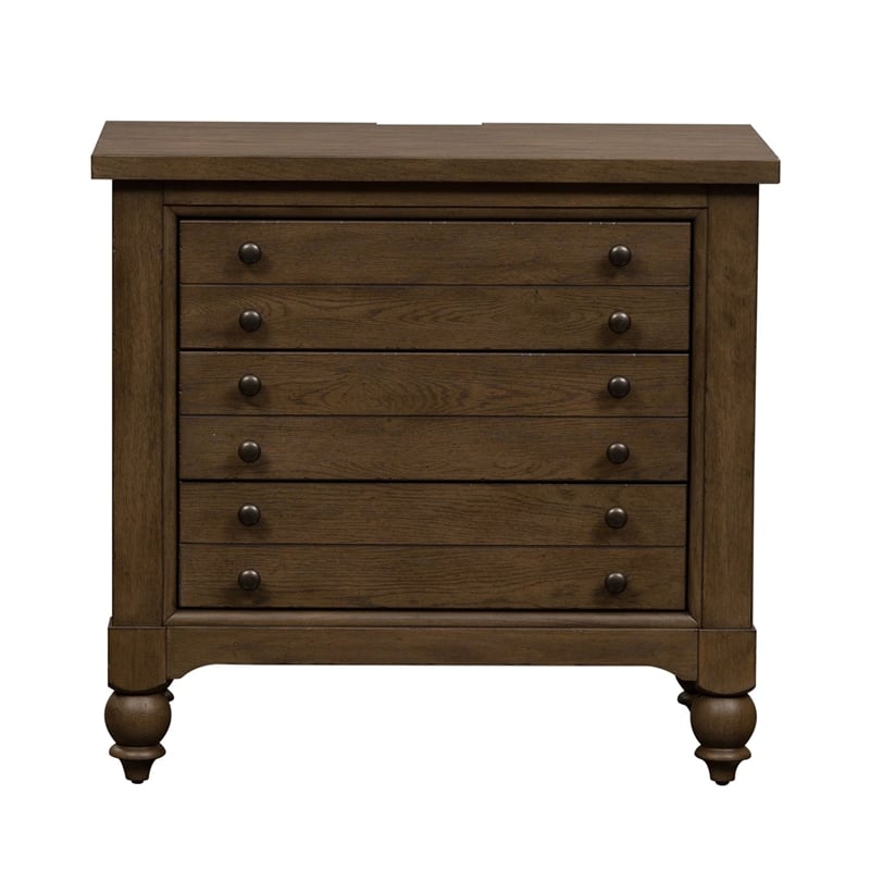 Pemberly Row Bedside Chest with AC and USB Charging Station in Dusty Taupe