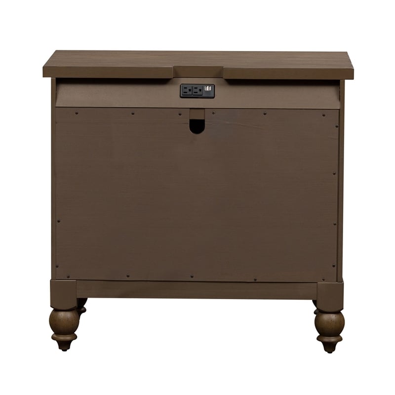 Pemberly Row Bedside Chest with AC and USB Charging Station in Dusty Taupe