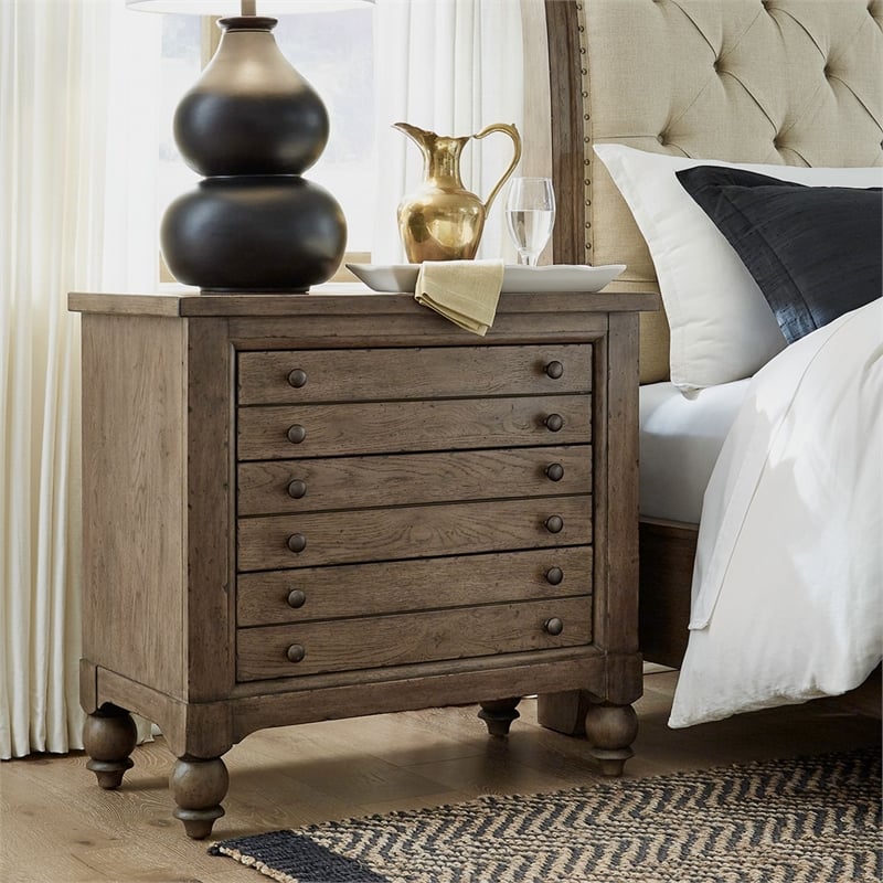 Pemberly Row Bedside Chest with AC and USB Charging Station in Dusty Taupe