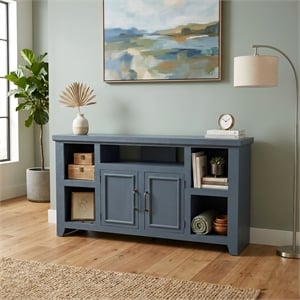 Pemberly Row Contemporary 60&quot TV Console in Slate Blue Finish