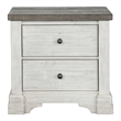Pemberly Row Contemporary Distressed 2 Drawer Nightstand in White