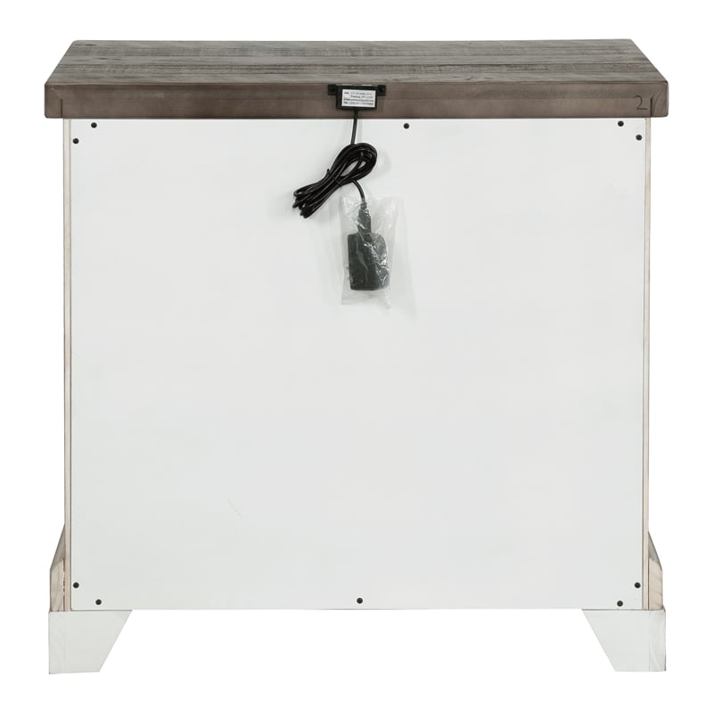 Pemberly Row Contemporary Distressed 2 Drawer Nightstand in White