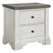 Pemberly Row Contemporary Distressed 2 Drawer Nightstand in White