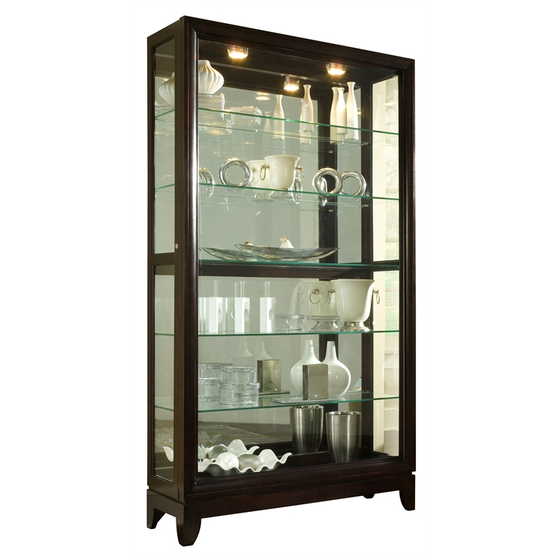 Pemberly Row 5 Shelf Curio Cabinet with Sliding Door in Chocolate Cherry