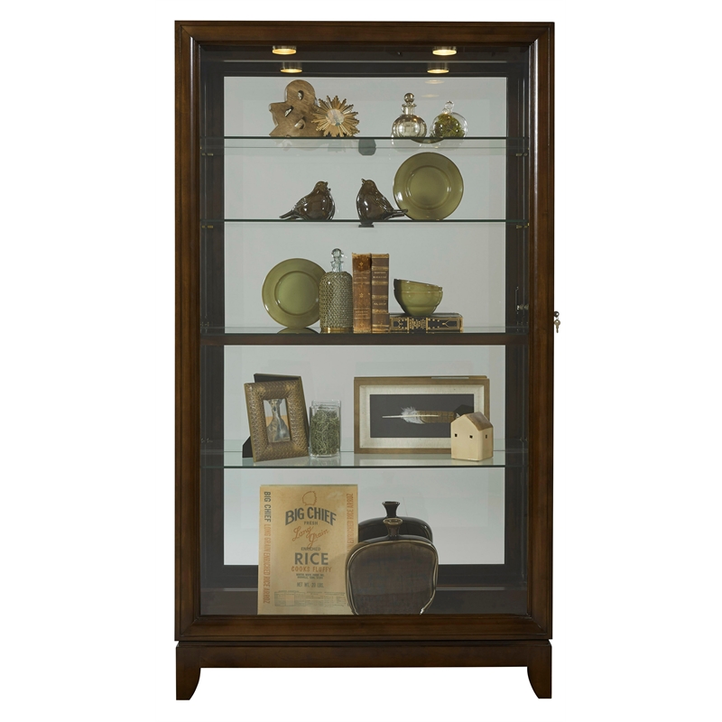 Pemberly Row 5 Shelf Curio Cabinet with Sliding Door in Chocolate Cherry