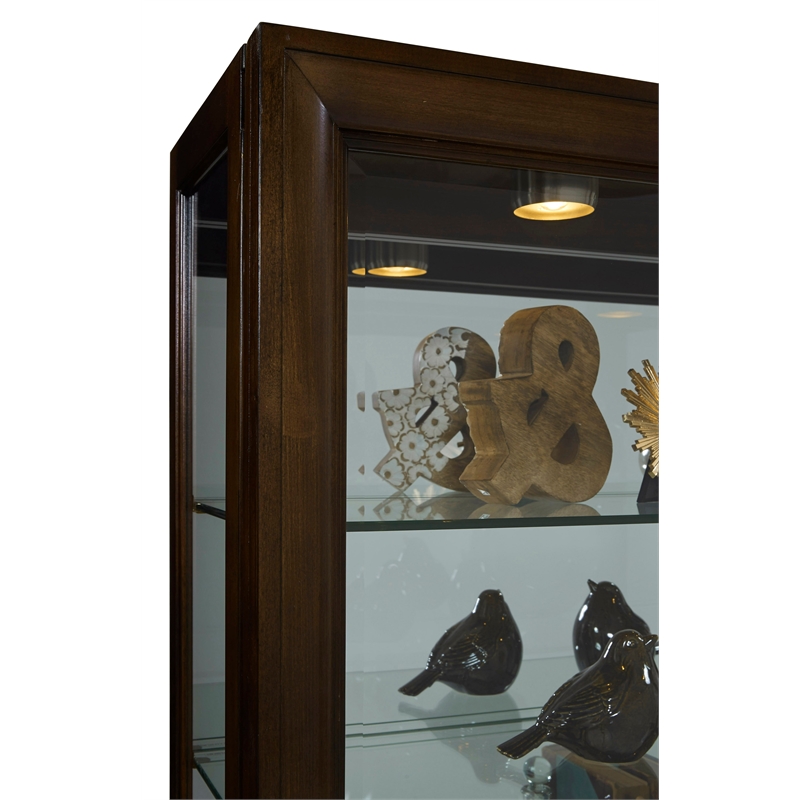 Pemberly Row 5 Shelf Curio Cabinet with Sliding Door in Chocolate Cherry