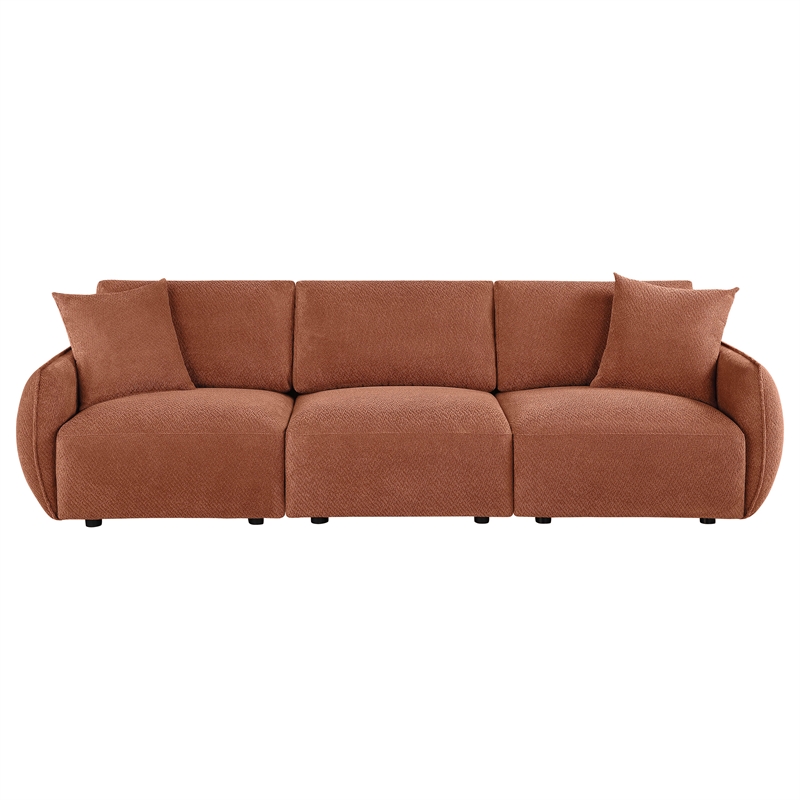 Pemberly Row Chenille Upholstered Modular Lounge Sofa in Coral
