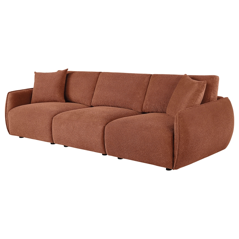 Pemberly Row Chenille Upholstered Modular Lounge Sofa in Coral